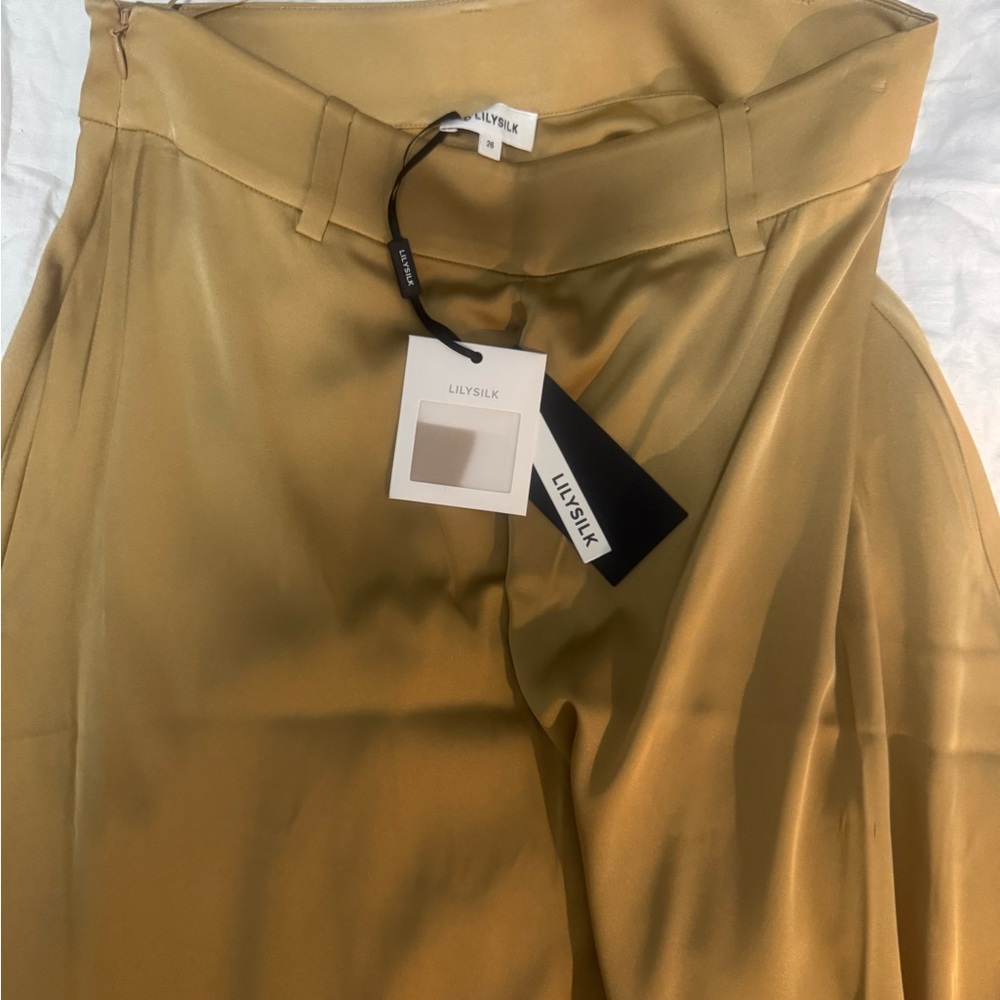 Lily silk wide-leg fig pants-taffy - Picture 5 of 5